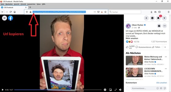 Die Url des Videos aus der Adressleiste des Browserfensters kopieren.