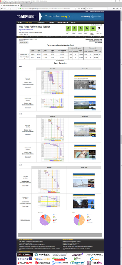 tiempo de carga de la página Cosirex en Argentina