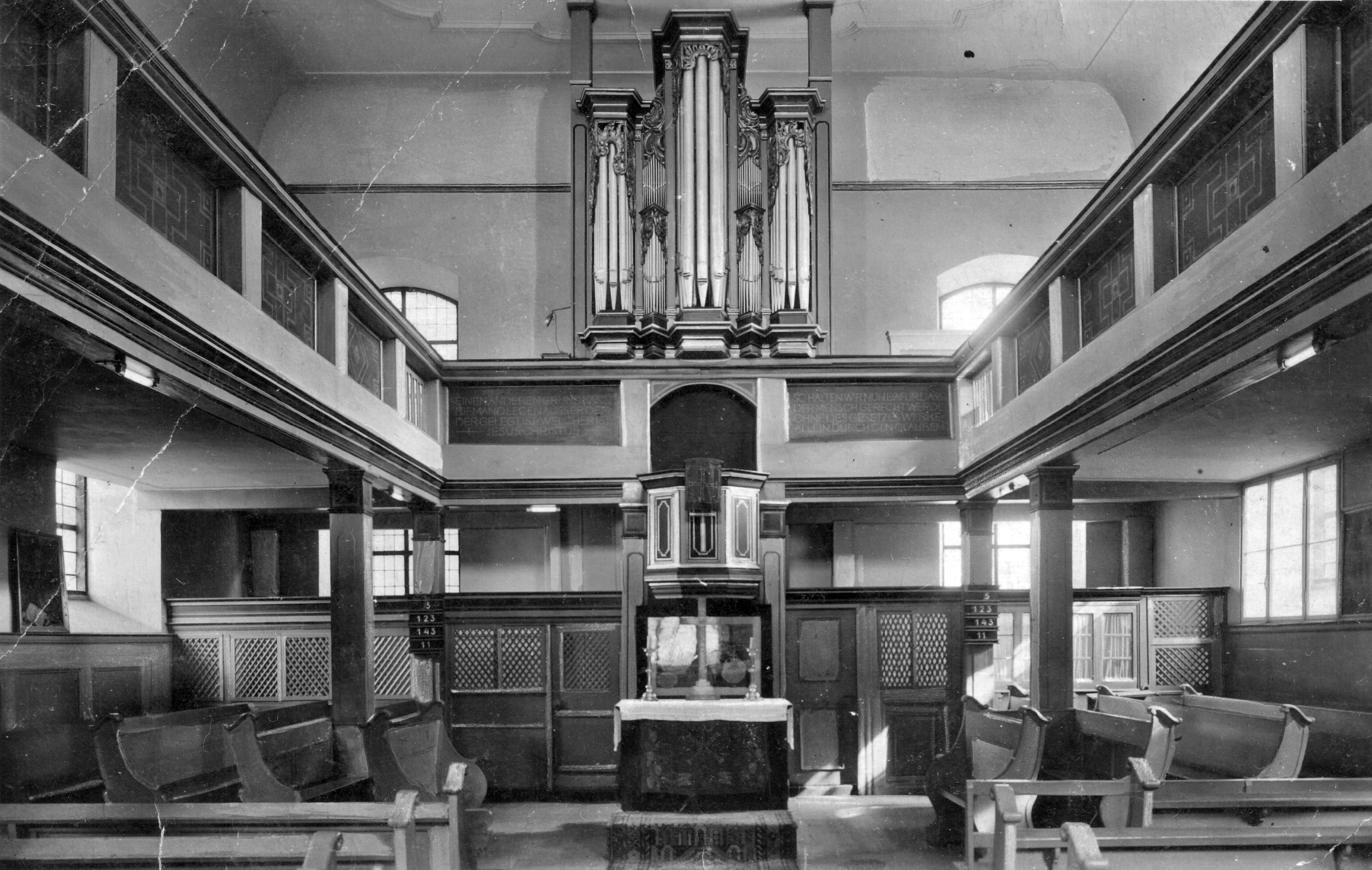 Evangelische Kirche Nauheim um 1930 Innenraum