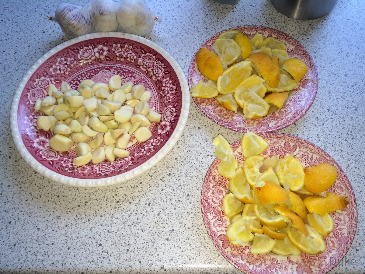 Zutaten für Zitronen-Knoblauch-Kur