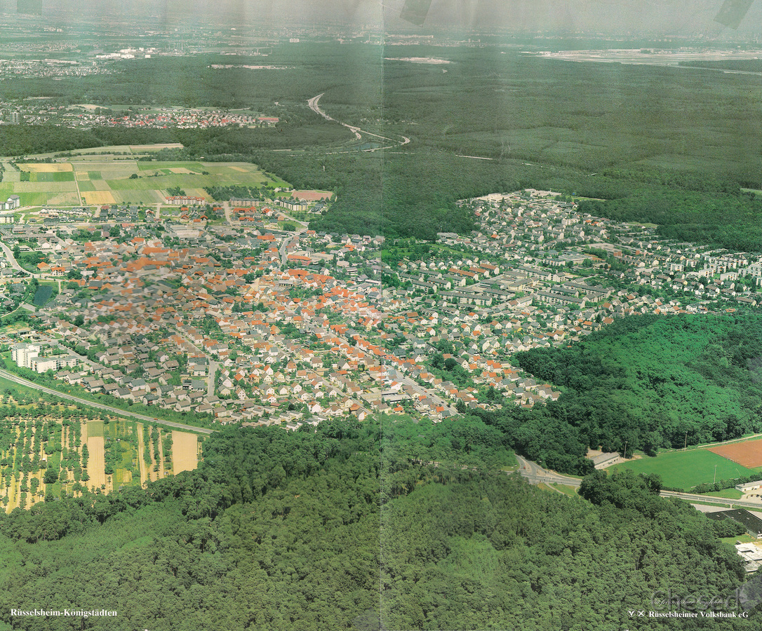 Luftbild - Rüsselsheim-Königstädten - 1980er Jahre