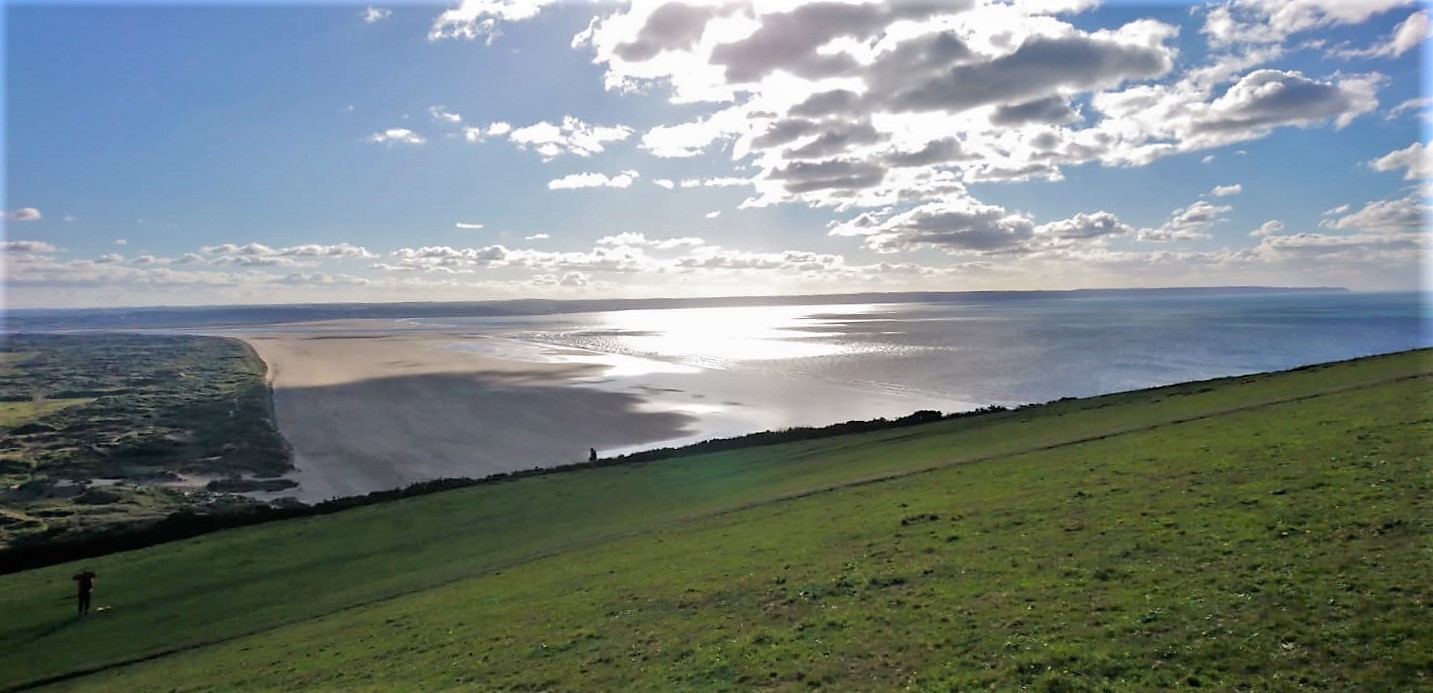 Panoramablick auf Croyde Strand