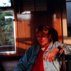 Duke erschöpft im Zug - Tagesreise nach Ost-Berlin - 1988