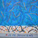 East Side Gallery - Berlin - Graffitis - Blau mit Streifen