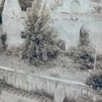 Ruine der Evangelischen Kirche in Rüsselsheim-Königstädten 1951