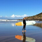 Sven beim Surfen in Saunton Beach