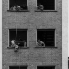Feuerwehr Königstädten - Brandmeisterlehrgang - Kassel 1962 - Abseilen 2. Stock