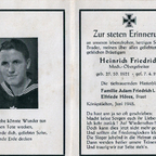Heinrich Friedrich gefallen 1943 im Schwarzen Meer-Todesanzeige-Innen